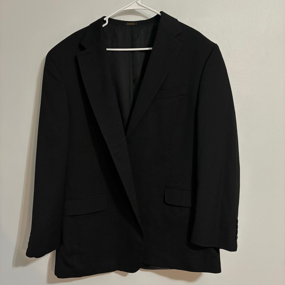 Stafford Black Men's 100% Worsed Wool Blazer Sports Coat Size 46R Made in Mexico